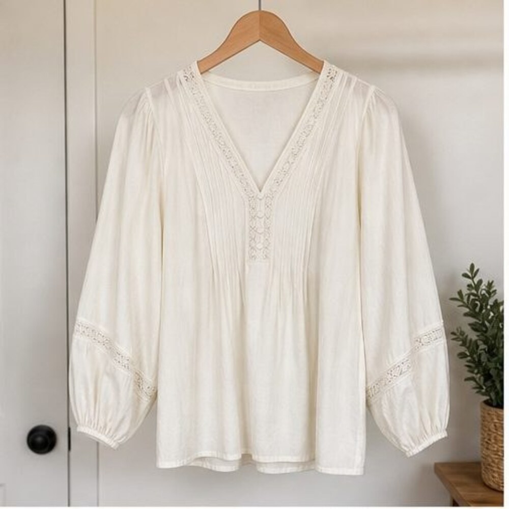 Ivory Lace Trim Top
